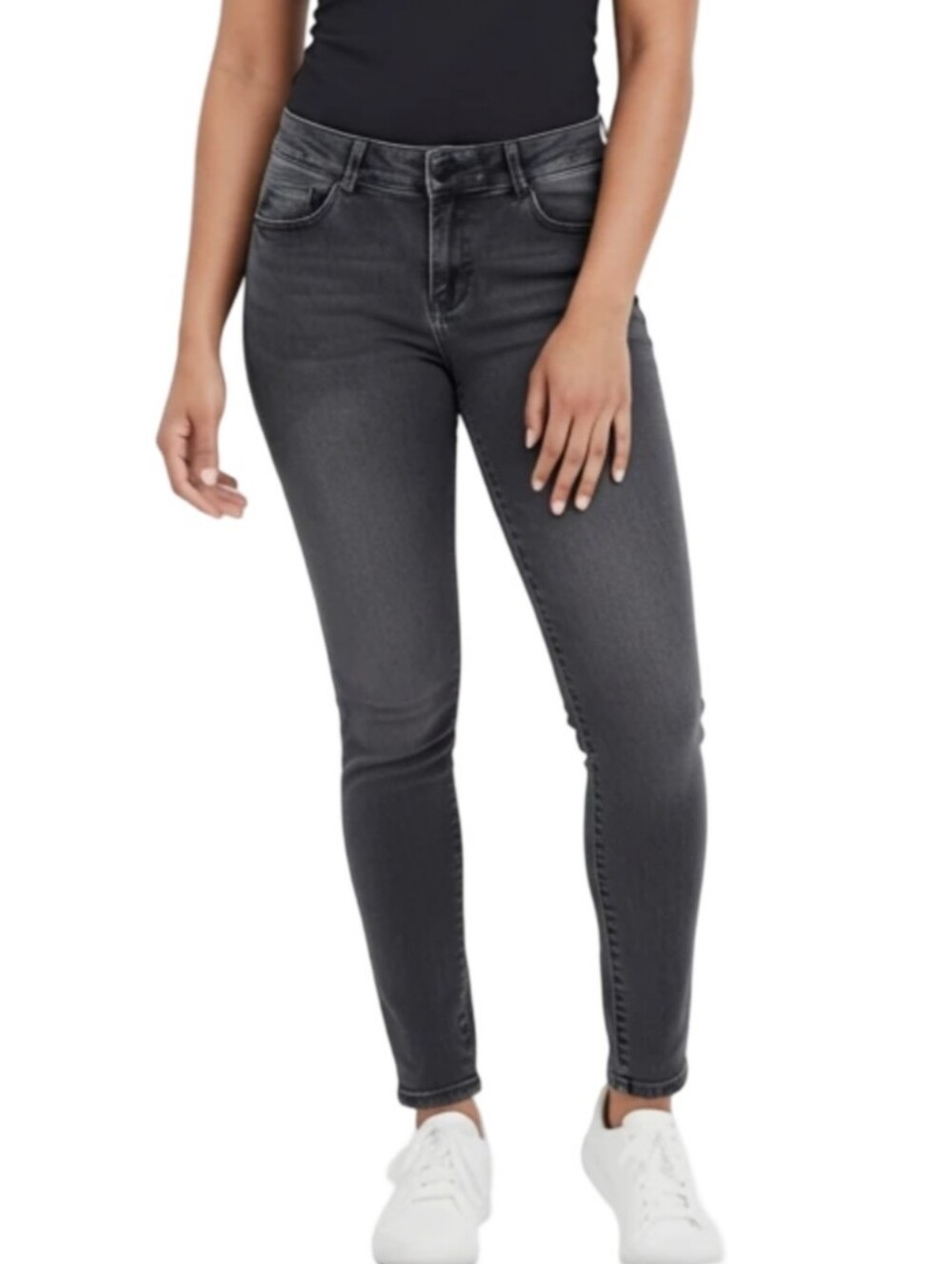 Democracy Ab Solution Women's Washed Black Stretch Straight Leg Jeans Plus 23